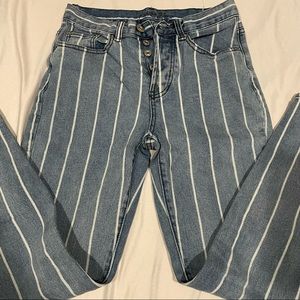 rue21 high-rise blue/white striped jeans